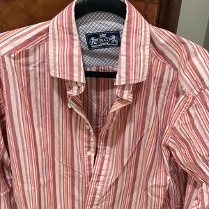 Robert Graham Red and White Striped Shirt